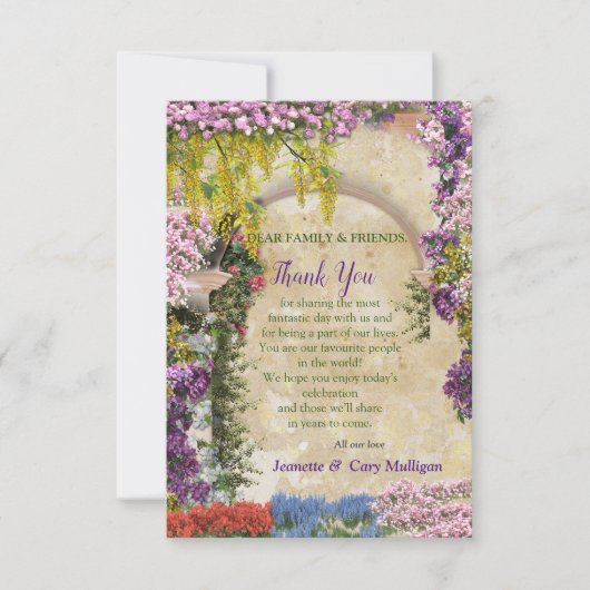 Blume über einen Bogen RSVP Karte (Vorderseite)