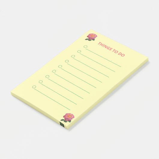 Blume über gelbe Dinge Post-it Klebezettel (angewinkelt)