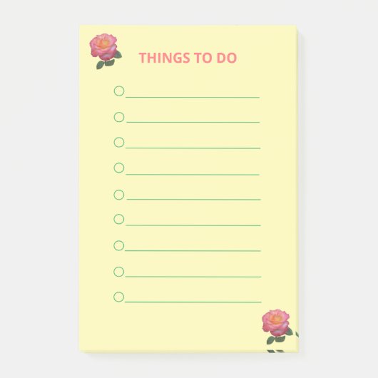 Blume über gelbe Dinge Post-it Klebezettel (Vorderseite)