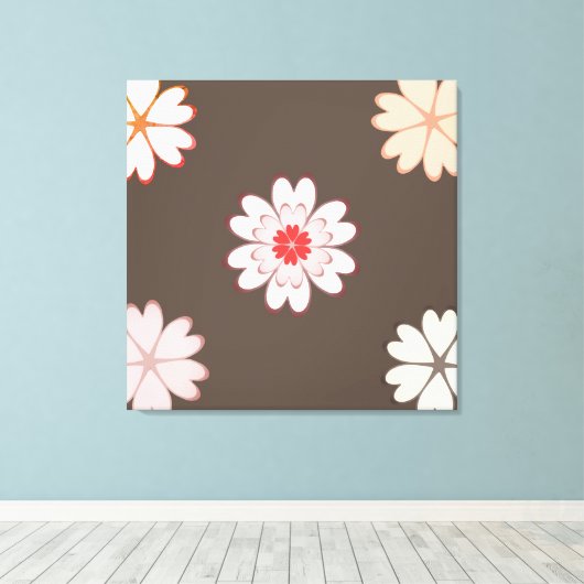 Blume über Kaffee Brown Leinwanddruck (Insitu (Holzboden))