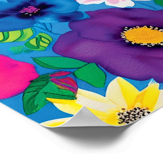 Blume über Print-Aquarell-Poster Poster (Ecke)