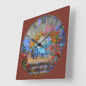 Blume überall in der schönen Kunst römische Zahl Quadratische Wanduhr (Winkel)