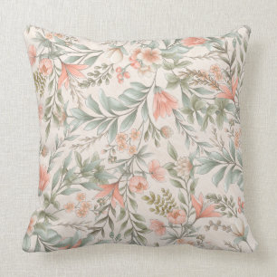 Blume überall Pfirsich und Blue Sage Kissen