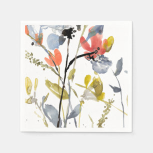 Blume überlagert - Watercolor-Blumen u. Stämme Serviette