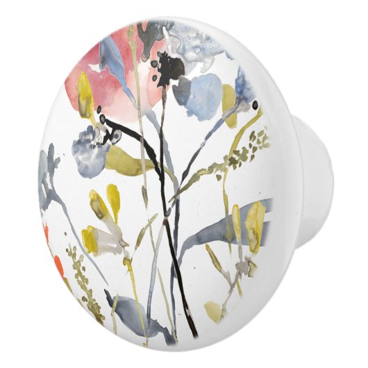 Blume überlagert - Watercolor-Pastell-Blumen Keramikknauf (Rechts)