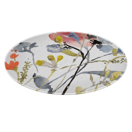 Blume überlagert - Watercolor-Pastell-Blumen Schneidebrett (Ecke)