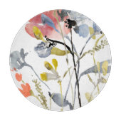 Blume überlagert - Watercolor-Pastell-Blumen Schneidebrett (Vorderseite)