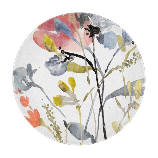 Blume überlagert - Watercolor-Pastell-Blumen Schneidebrett (Vorderseite)