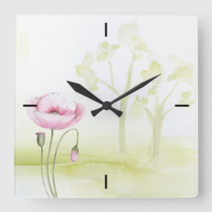 Blume-Uhr Quadratische Wanduhr