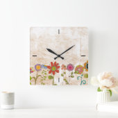 Blume-Uhr Quadratische Wanduhr (Zuhause)