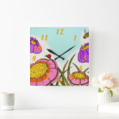 Blume-Uhr Quadratische Wanduhr (Zuhause)