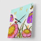 Blume-Uhr Quadratische Wanduhr (Winkel)
