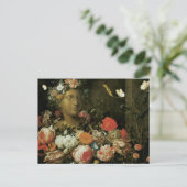 Blume um eine klassische Büste Postkarte (Stehend Vorderseite)