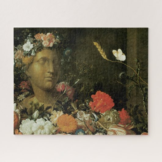 Blume um eine klassische Büste Puzzle (Horizontal)