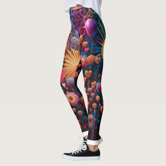 Blume und 3D Kunst Leggings (Links)