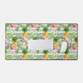 Blume und Ananas Aquamarin Streifen Schreibtischunterlage (Tastatur & Maus)