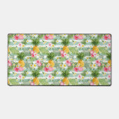 Blume und Ananas Aquamarin Streifen Schreibtischunterlage (Vorderseite)