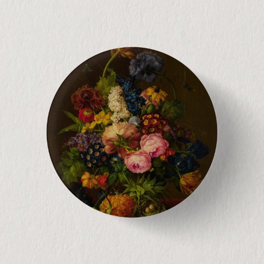 Blume und Ananas auf einer Unternehmung Button (Vorderseite)