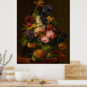 Blume und Ananas auf einer Unternehmung Poster (Küche)