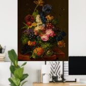 Blume und Ananas auf einer Unternehmung Poster (Heimbüro)