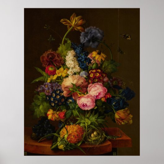 Blume und Ananas auf einer Unternehmung Poster (Vorne)