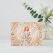 Blume und Angel Vintag Collage Postkarte (Stehend Vorderseite)