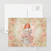 Blume und Angel Vintag Collage Postkarte (Vorne/Hinten)