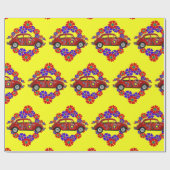 Blume und Auto der 60er Jahre Geschenkpapier (Flach)