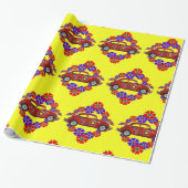 Blume und Auto der 60er Jahre Geschenkpapier (Ungerollt)