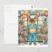 Blume und Ballons zur Geburtstagsparty Postkarte (Vorne/Hinten)