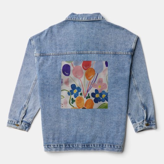 Blume und Balloons Jeansjacke (Rückseite)