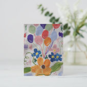 Blume und Balloons Postkarte (Stehend Vorderseite)