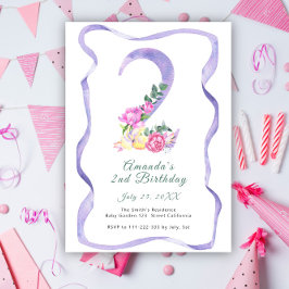 Blume und Band Nr. 2. Geburtstag Party Einladung