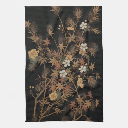 Blume und Baum 1884 Japanische Zierkunst Geschirrtuch (Vertikal)