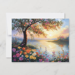 Blume und Baumlandschaft im Freien Postkarte