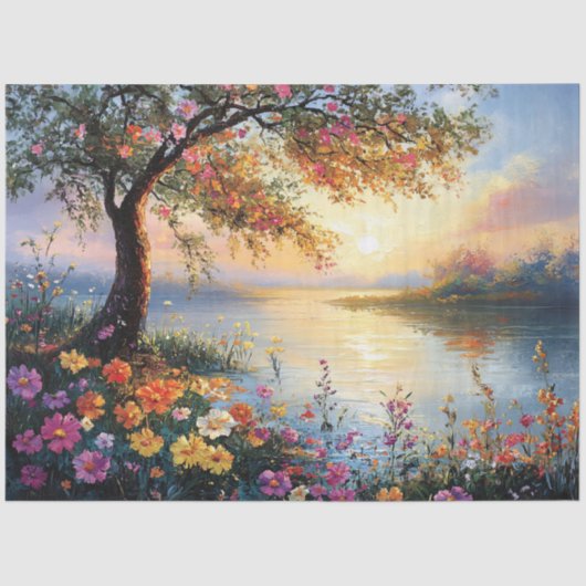 Blume und Baumlandschaft im Freien Seidenpapier (Vorderseite)