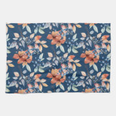 Blume und Beeren von Aquarellen auf Navy Blue Geschirrtuch (Horizontal)
