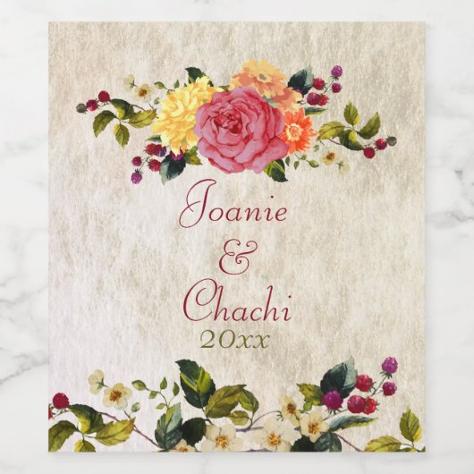 Blume und Beeren Weinetikett (Einzelnes Label)