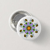 Blume und Bienen Button (Vorne & Hinten)