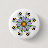 Blume und Bienen Button (Vorderseite)