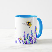 Blume und Bienen fliegen Tasse Geschenk (VorderseiteRechts)