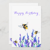 Blume und Bienen Geburtstagskarte (Vorne/Hinten)