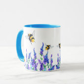 Blume und Bienen Kaffee-Tasse Tasse (Vorderseite Links)