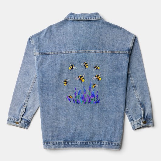 Blume und Bienen mit Denim Jacket Jeansjacke (Rückseite)