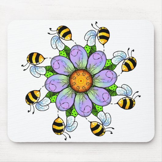 Blume und Bienen Mousepad (Vorne)