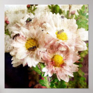 Blume und Bienen Poster