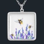 Blume und Bienen Versilberte Kette<br><div class="desc">Ketten mit schönen Frühlingsblumen und Bienen fliegen Zeichnend Natur Sweet Honey Bee Necklace - oder wählen / Fügen Sie Ihren Lieblings-Text / Farbe - Machen Sie Ihr einzigartiges Geschenk - Neu vergrössern und verschieben oder entfernen und fügen Sie Elemente mit Anpassungs-Tool! - Zeichn und Design von MIGNED. Sie können meine...</div>