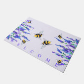 Blume und Bienen vor der Tür - Willkommen Fußmatte (Schrägansicht)