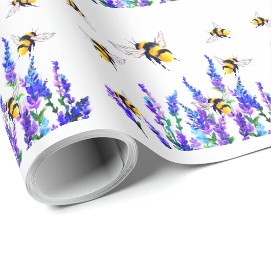 Blume und Bienengeschenkpapier Geschenkpapier (Rolleneckpunkt)