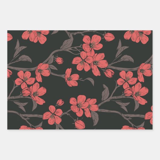 Blume- und Bienengestänge Geschenkpapier Set (Vorderseite 3)